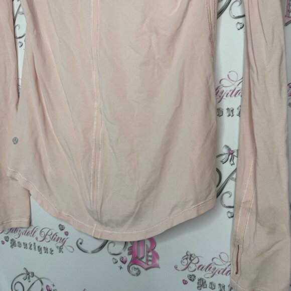 Lululemon long sleeve stretchy pink top logo on back soft buttery workout yoga - Picture 6 of 9